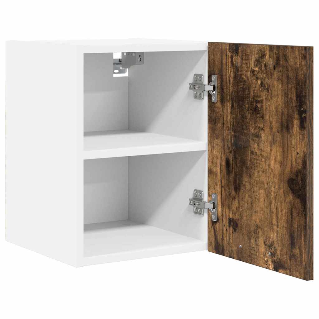 Hengende skap med dør 2 pcs Røkt eik og hvit 30 x 31 x 40 cm