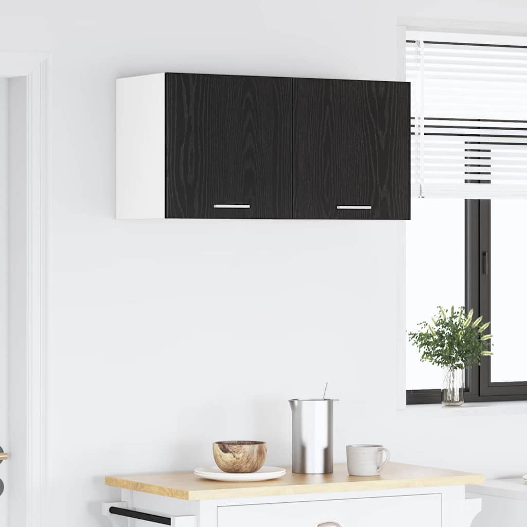 Hengende skap med dør 2 pcs Svart eik og hvit 40 x 31 x 40 cm