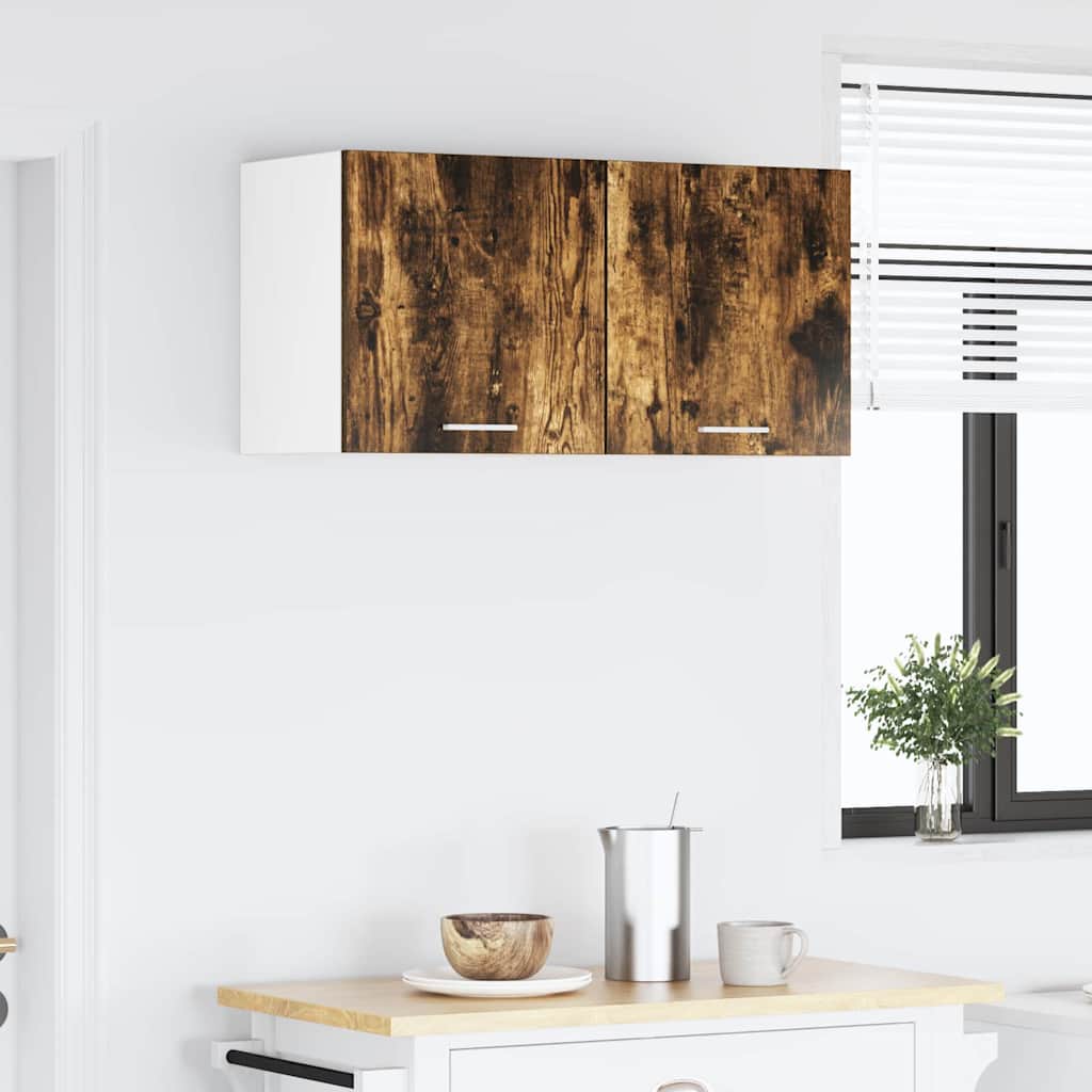 Hengende skap Røkt eik og hvit 40 x 31 x 40 cm Konstruert tre