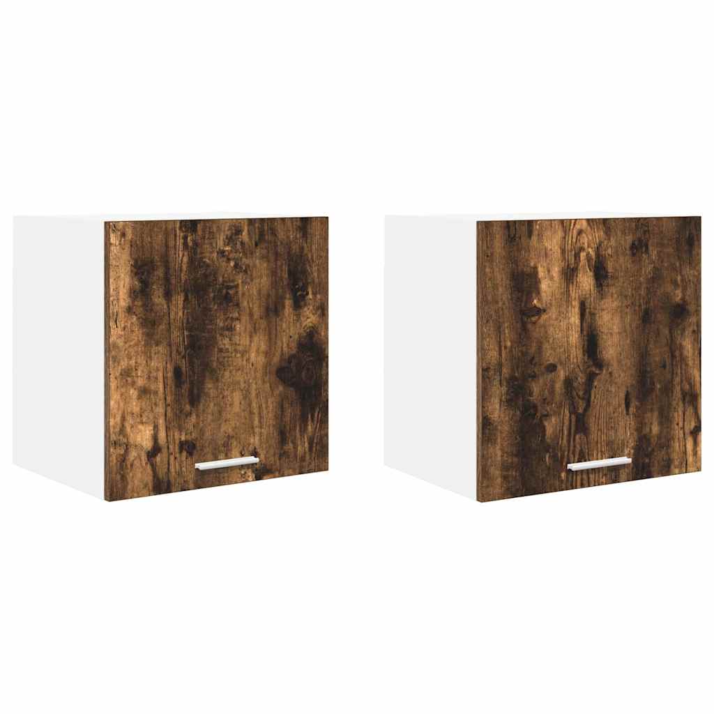 Hengende skap med dør 2 pcs Røkt eik og hvit 40 x 31 x 40 cm
