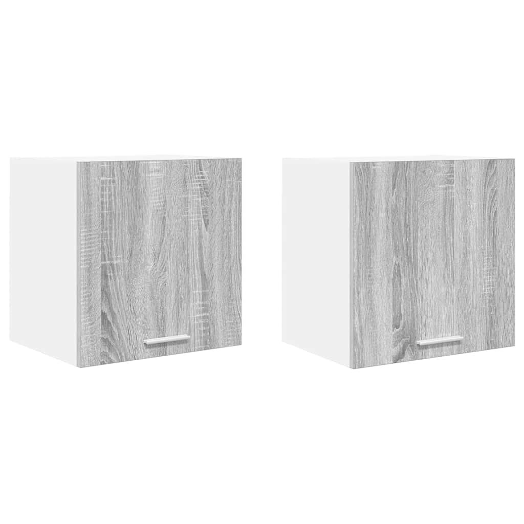 Hengende skap med dør 2 pcs Grå Sonoma og hvit 40 x 31 x 40 cm
