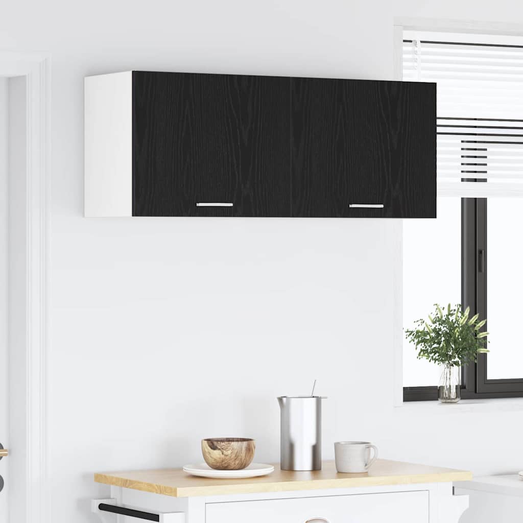 Hengende skap med dør 2 pcs Svart eik og hvit 50 x 31 x 40 cm