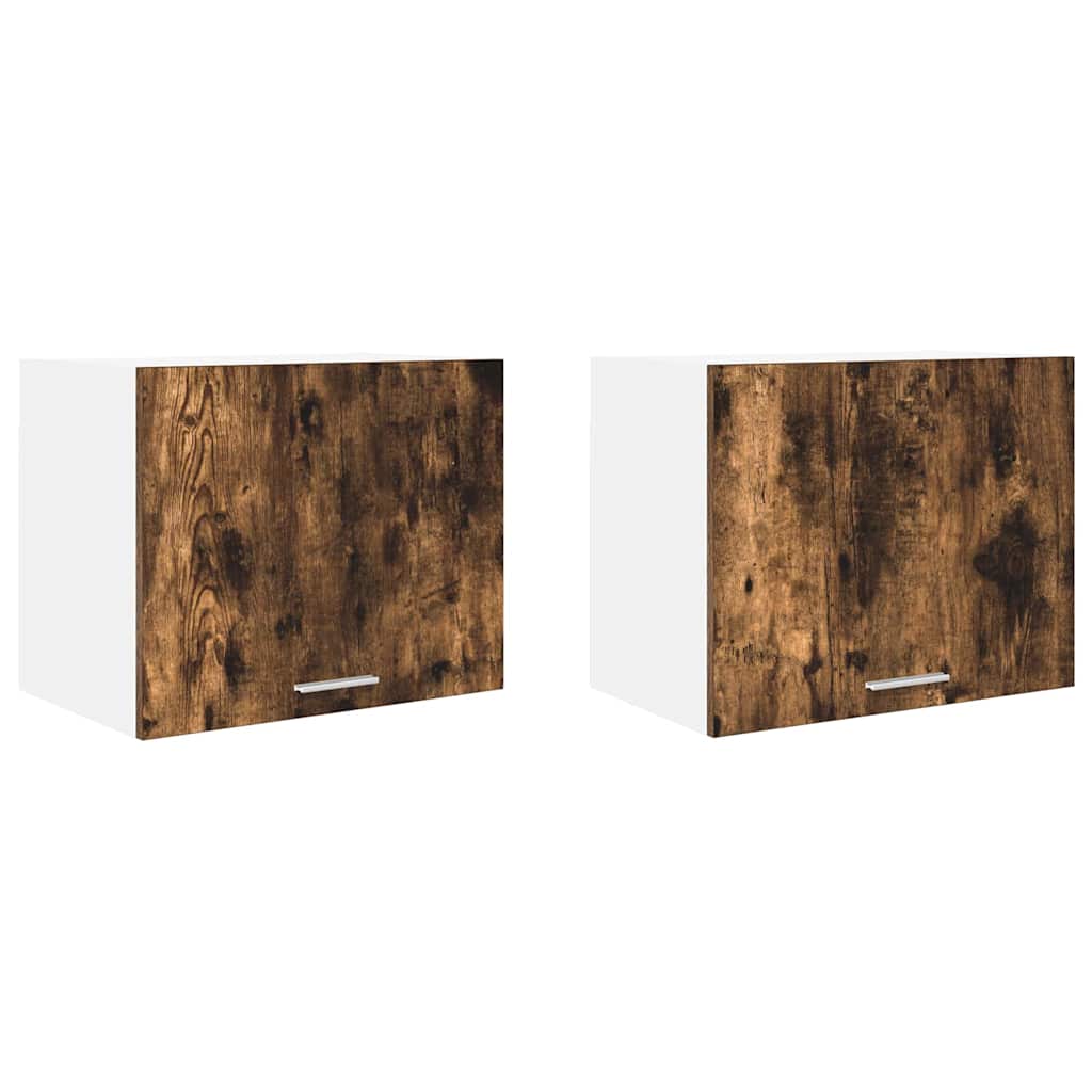 Hengende skap med dør 2 pcs Røkt eik og hvit 50 x 31 x 40 cm