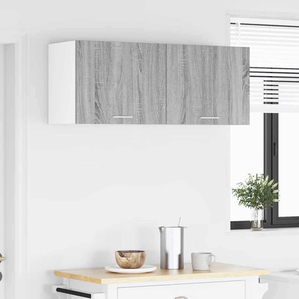 Hengende skap med dør 2 pcs Grå Sonoma og hvit 50 x 31 x 40 cm