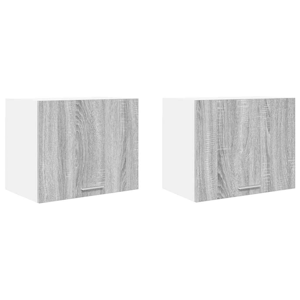 Hengende skap med dør 2 pcs Grå Sonoma og hvit 50 x 31 x 40 cm