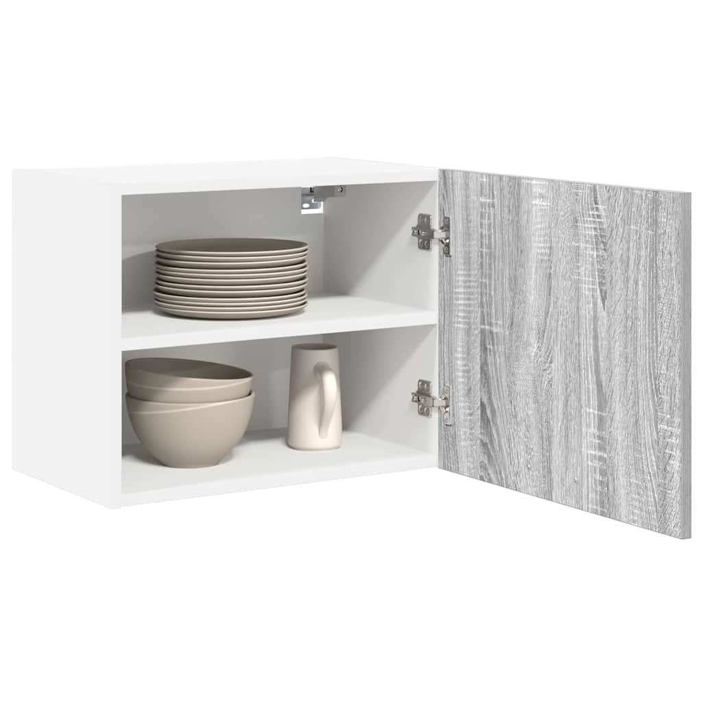 Hengende skap med dør 2 pcs Grå Sonoma og hvit 50 x 31 x 40 cm