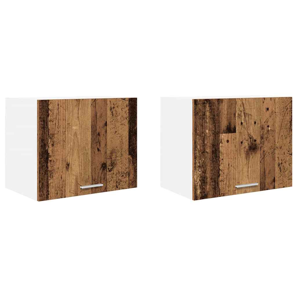 Hengende skap 2 pcs Gammel treverk og hvit 50 x 31 x 40 cm