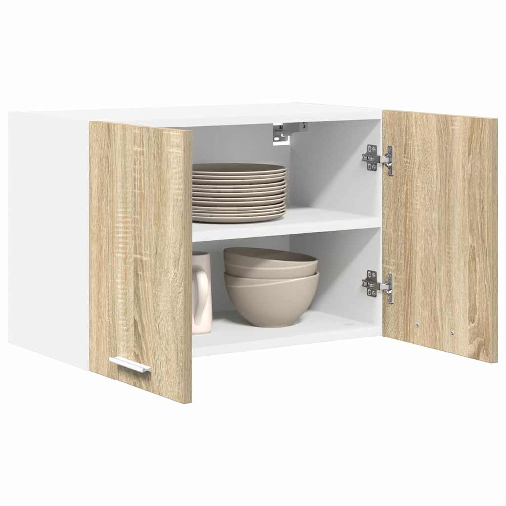 Hengende skap med dør 2 pcs Sonoma eik og hvit 60 x 31 x 40 cm