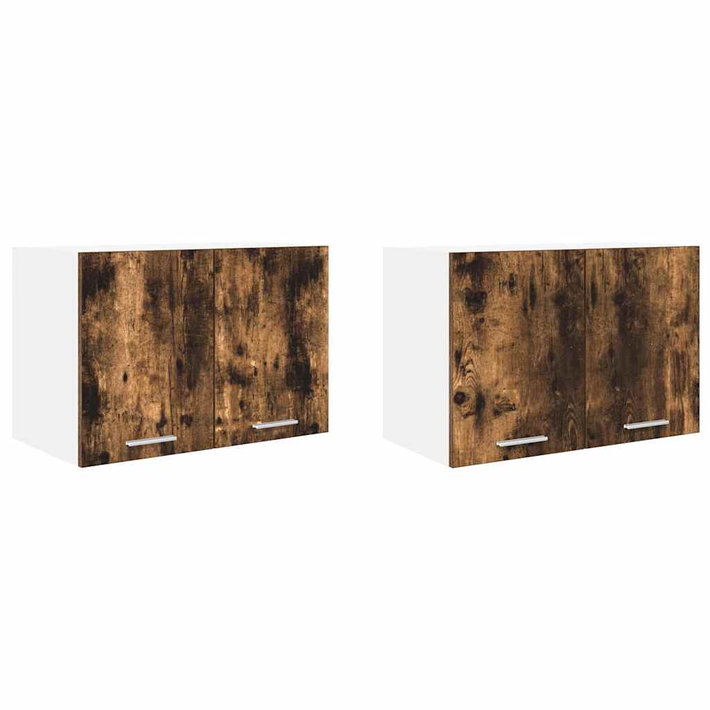 Hengende skap med dør 2 pcs Røkt eik og hvit 60 x 31 x 40 cm