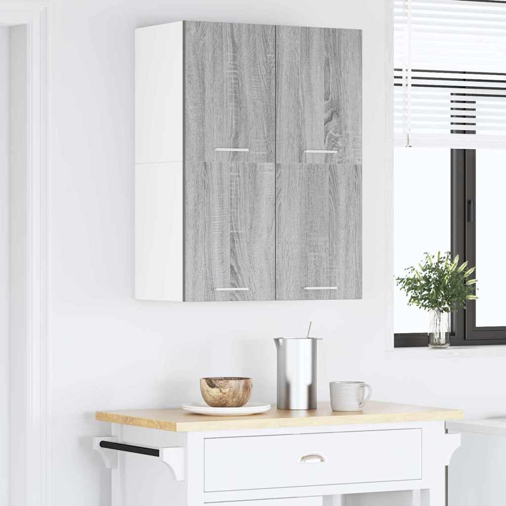 Hengende skap med dør 2 pcs Grå Sonoma og hvit 60 x 31 x 40 cm