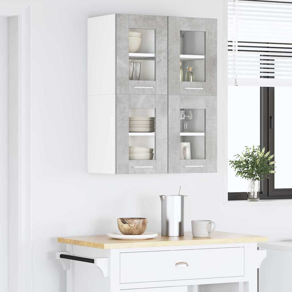 Hengende skap 2 pcs Betonggrå 60 x 31 x 40 cm Konstruert tre