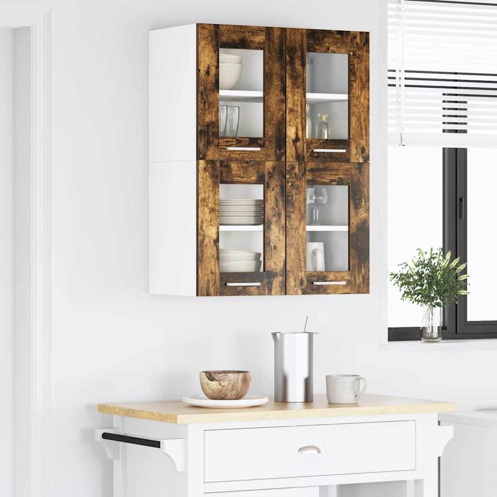 Hengende skap 2 pcs Røkt eik 60 x 31 x 40 cm Konstruert tre