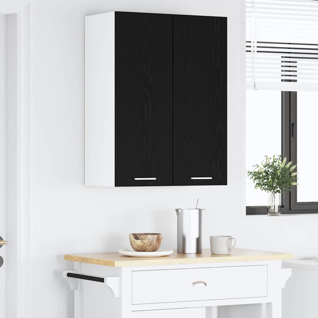 Hengende skap med dør 2 pcs Svart eik og hvit 30 x 31 x 80 cm