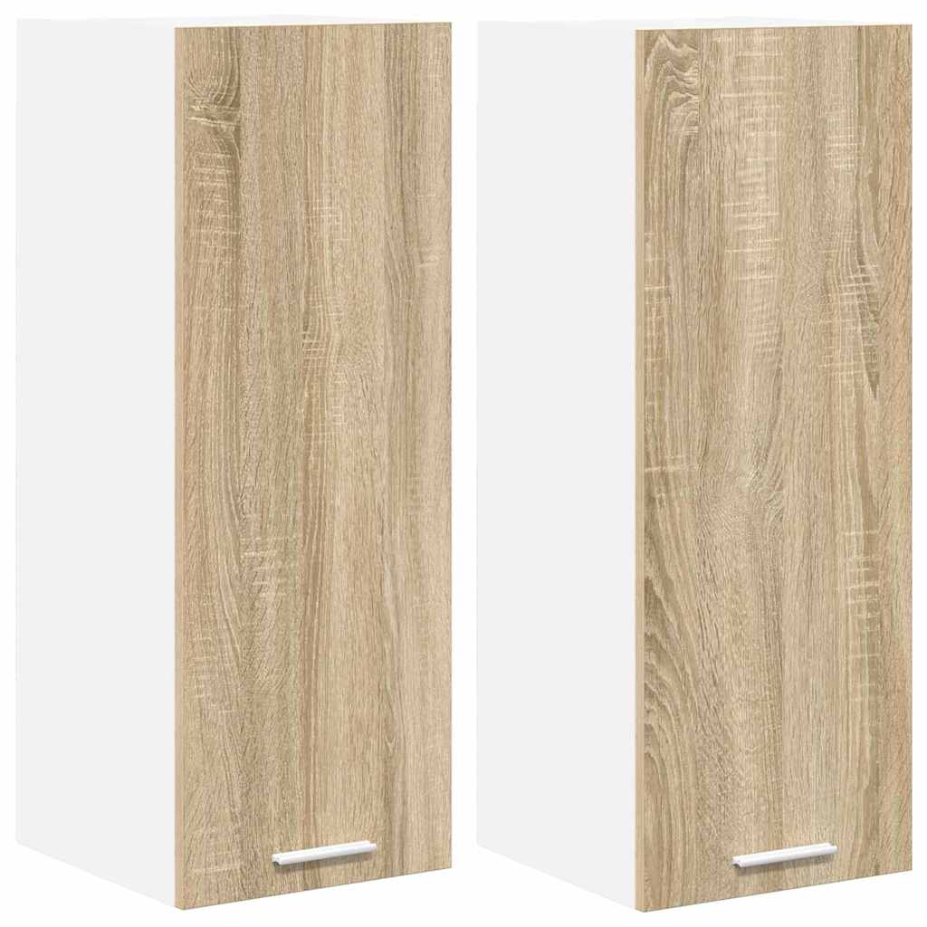 Hengende skap med dør 2 pcs Sonoma eik og hvit 30 x 31 x 80 cm
