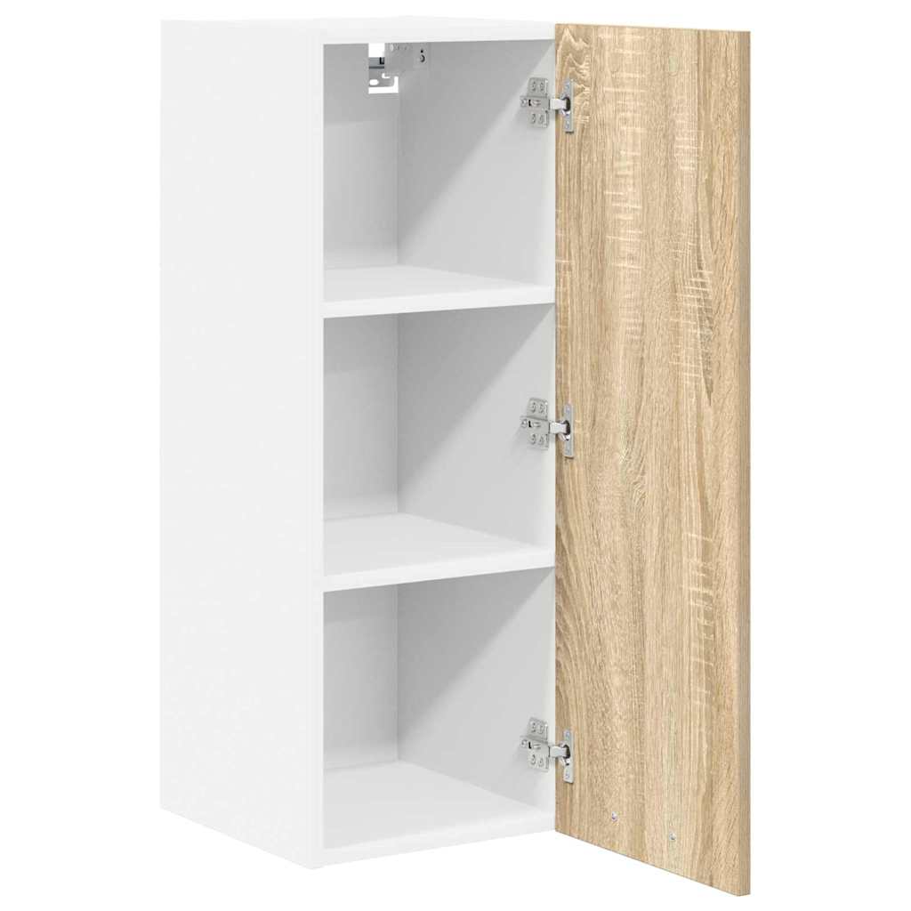 Hengende skap med dør 2 pcs Sonoma eik og hvit 30 x 31 x 80 cm