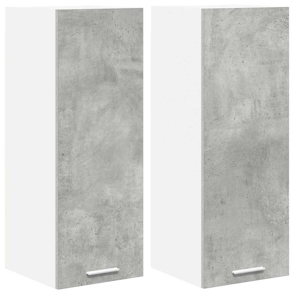 Hengende skap med dør 2 pcs Betonggrå og hvit 30 x 31 x 80 cm