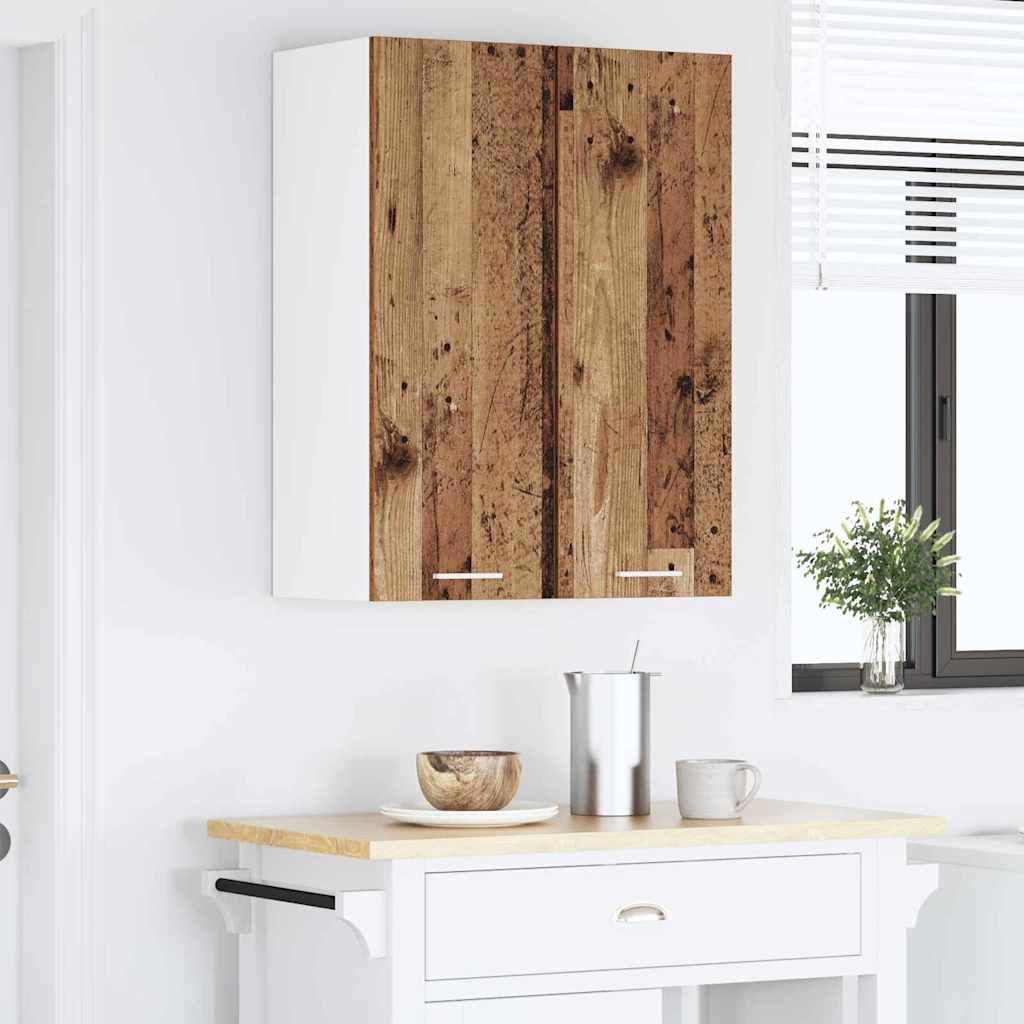 Hengende skap med dør Gammel treverk og hvit 30 x 31 x 80 cm
