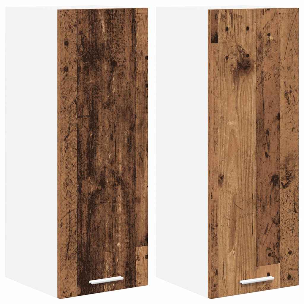 Hengende skap 2 pcs Gammel treverk og hvit 30 x 31 x 80 cm