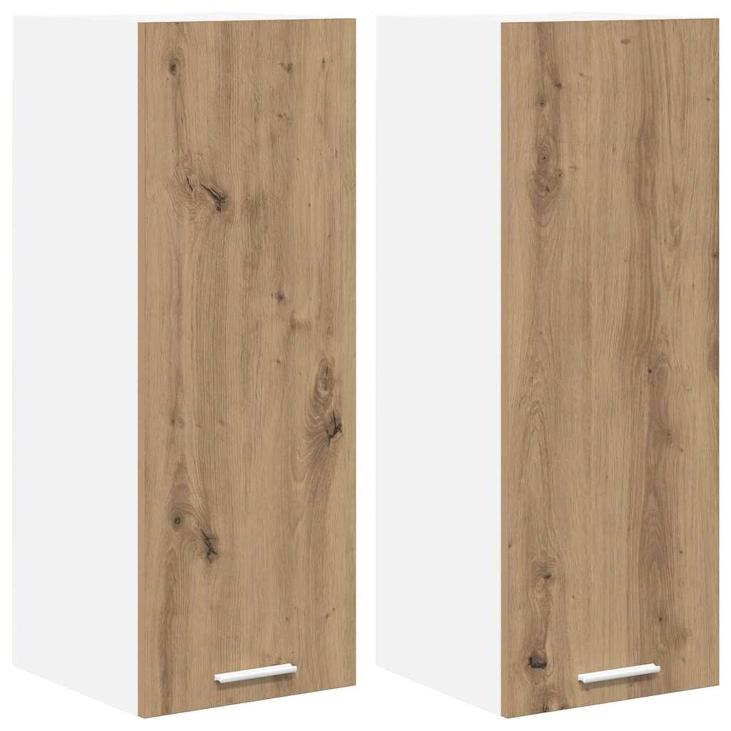 Hengende skap med dør 2 pcs Artisan eik og hvit 30 x 31 x 80 cm