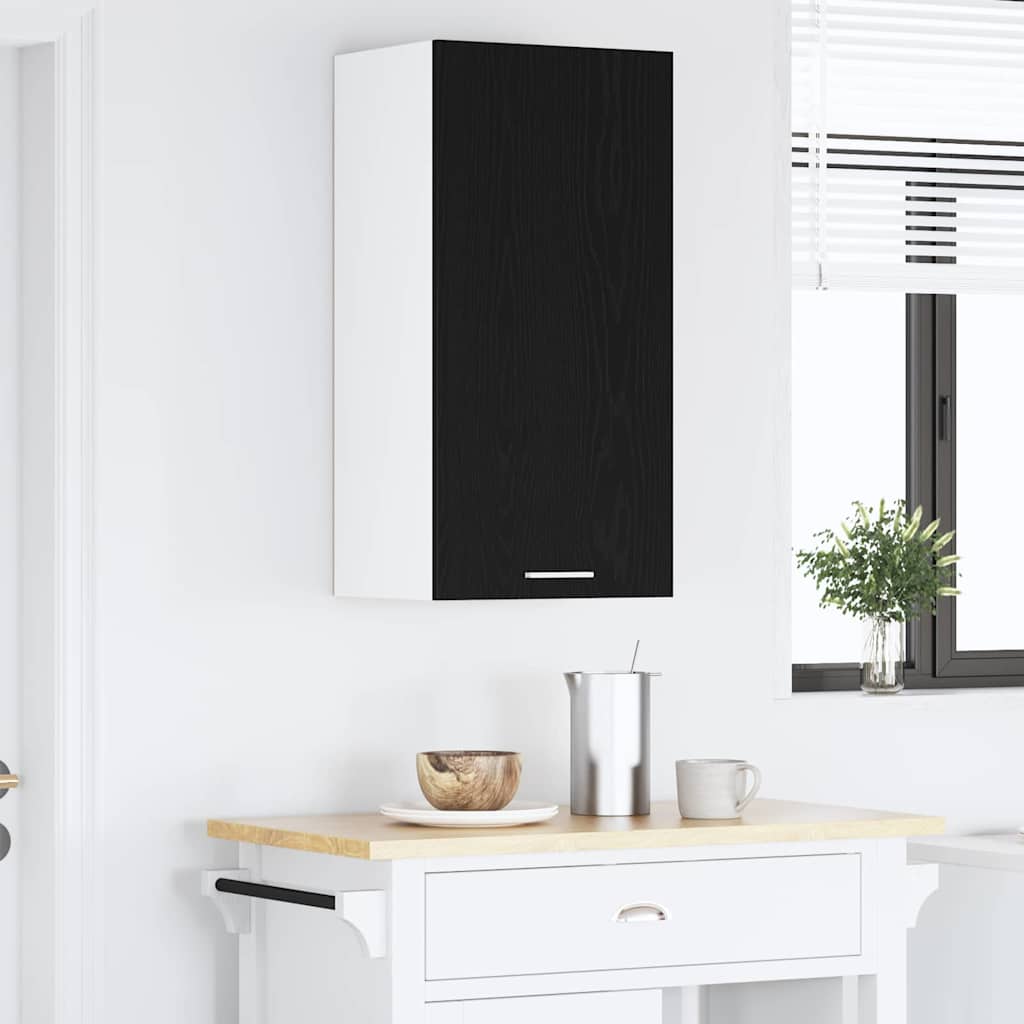 Hengende skap med dør Riga Svart eik og hvit 40 x 31 x 80 cm