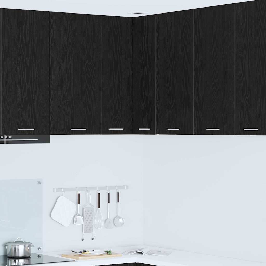 Hengende skap Svart eik og hvit 57 x 57 x 80 cm Konstruert tre