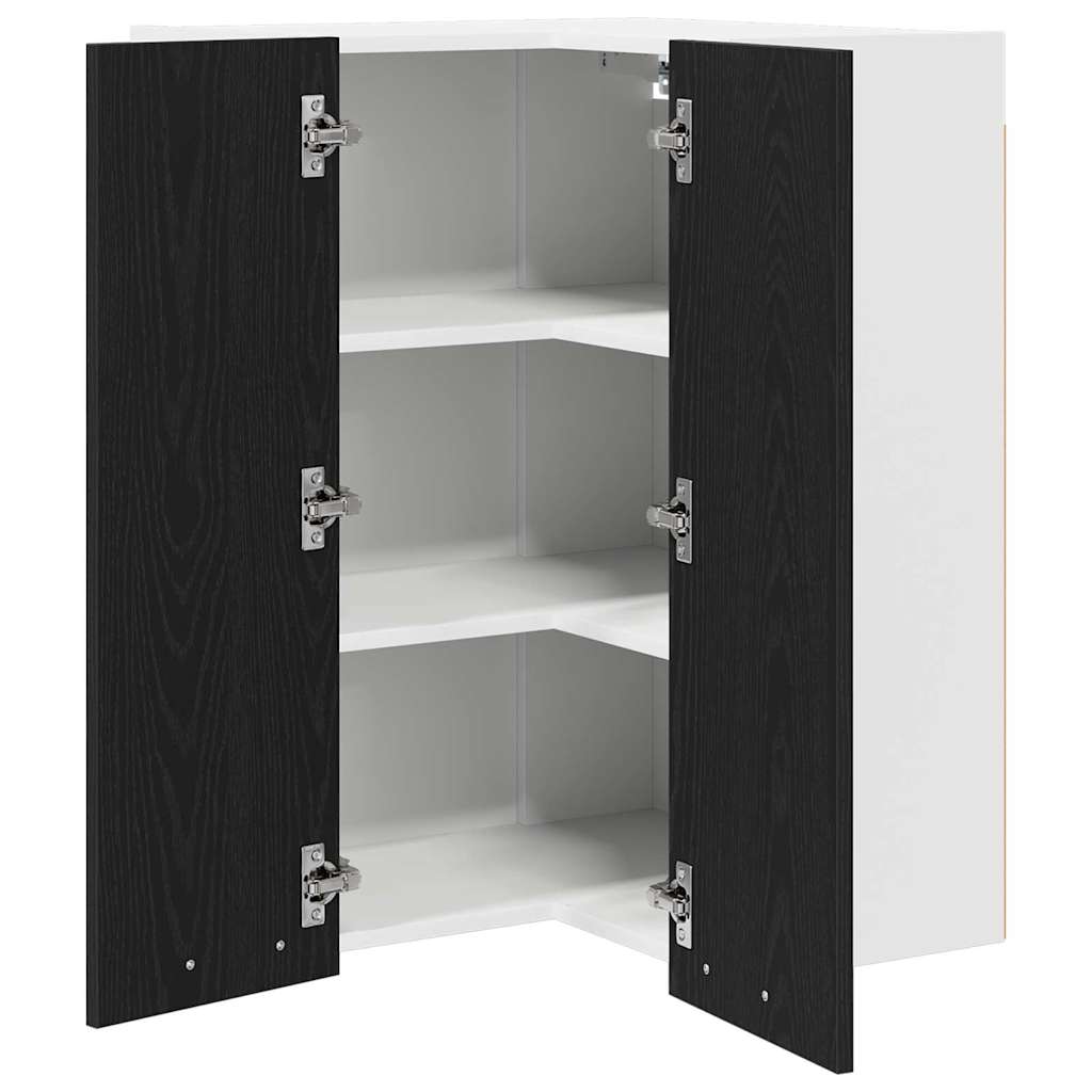 Hengende skap Svart eik og hvit 57 x 57 x 80 cm Konstruert tre