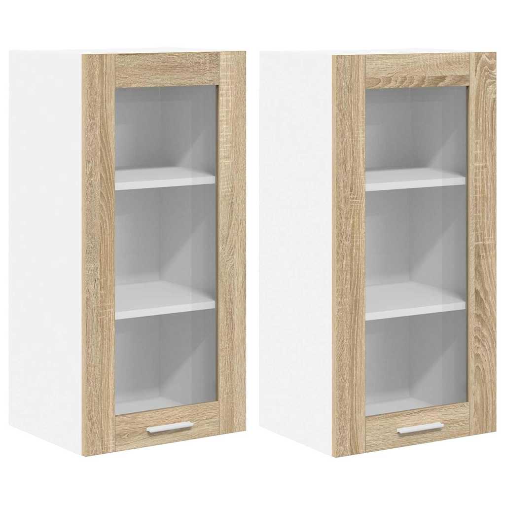 Hengende skap 2 pcs Sonoma eik 40 x 31 x 80 cm Konstruert tre