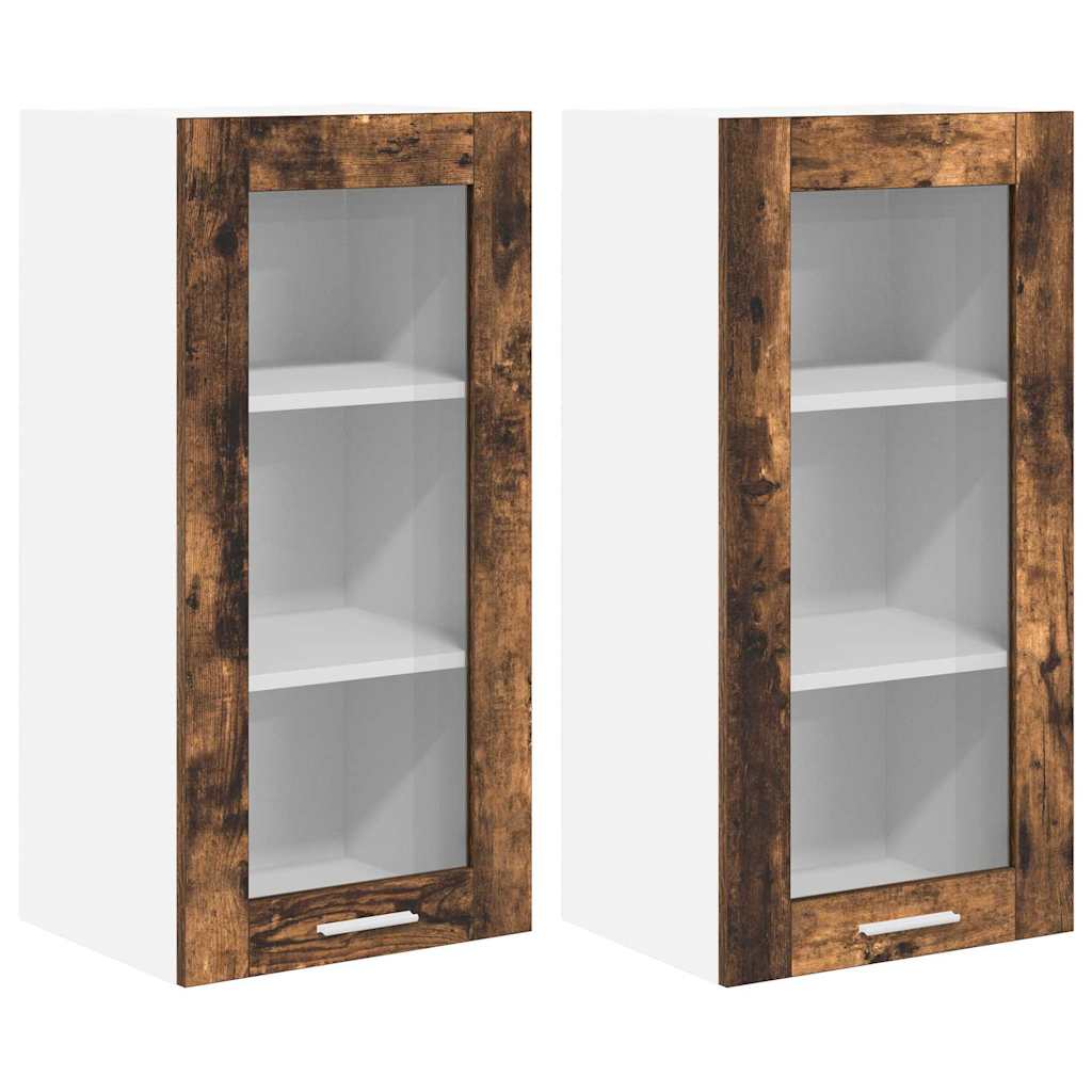 Hengende skap 2 pcs Røkt eik 40 x 31 x 80 cm Konstruert tre