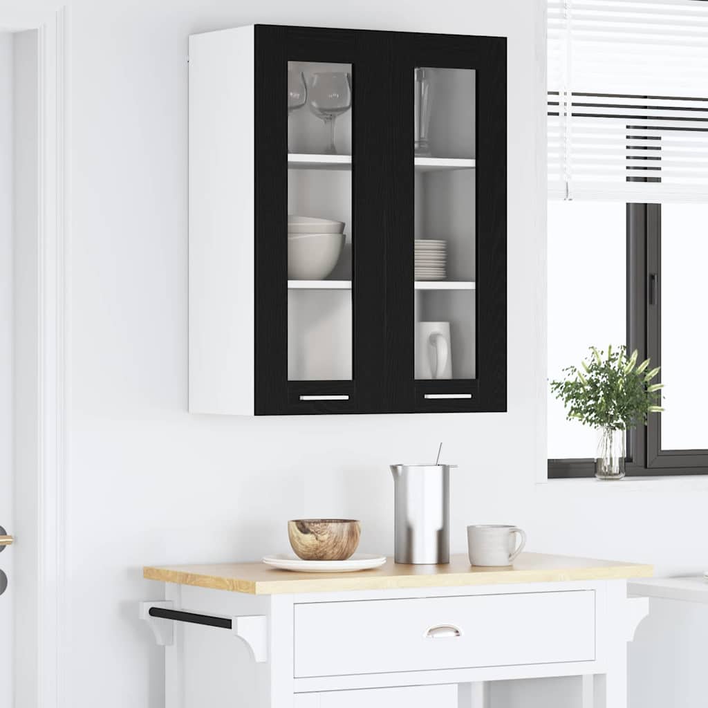 Hengende skap med dør Svart Eik 60 x 31 x 80 cm Konstruert tre