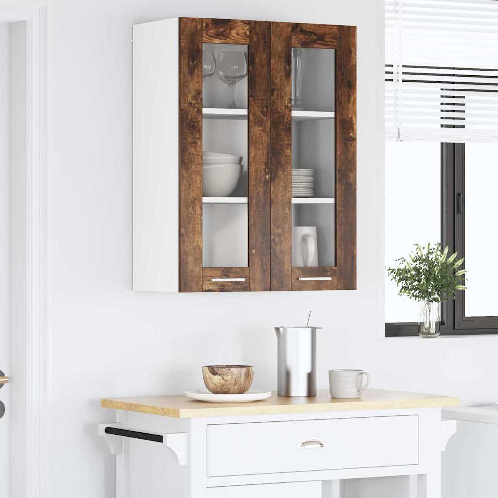 Hengende skap med dør Røkt eik 60 x 31 x 80 cm Konstruert tre