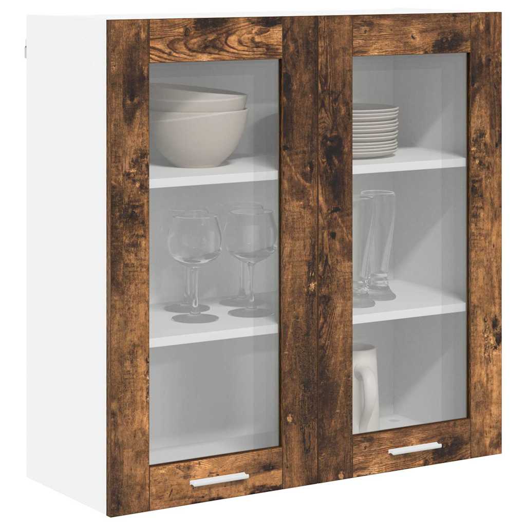 Hengende skap med dør Røkt eik 80 x 31 x 80 cm Konstruert tre