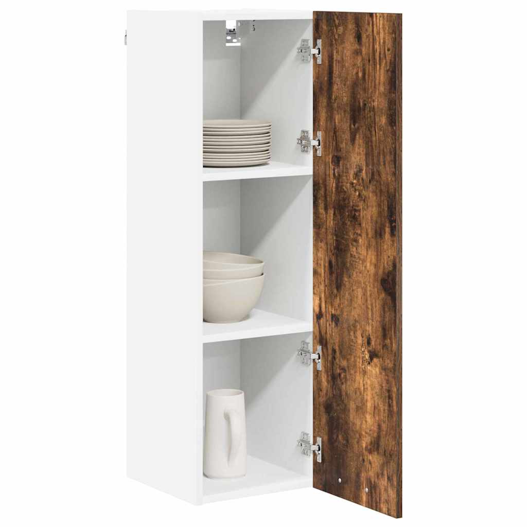 Hengende skap med dør Røkt eik 30 x 31 x 100 cm Konstruert tre