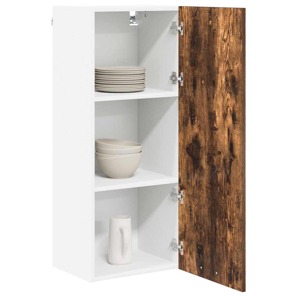 Hengende skap med dør Røkt eik 40 x 31 x 100 cm Konstruert tre