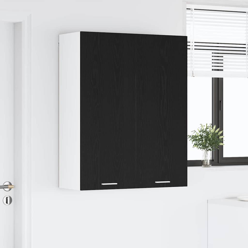 Hengende skap med dør Svart Eik 80 x 31 x 100 cm Konstruert tre