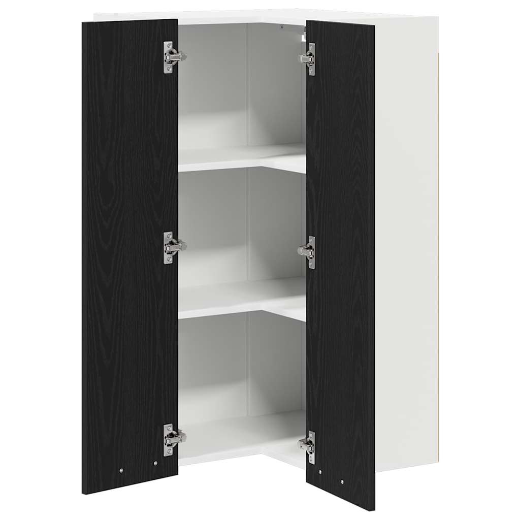 Hengende skap Svart eik og hvit 57 x 57 x 100 cm Konstruert tre