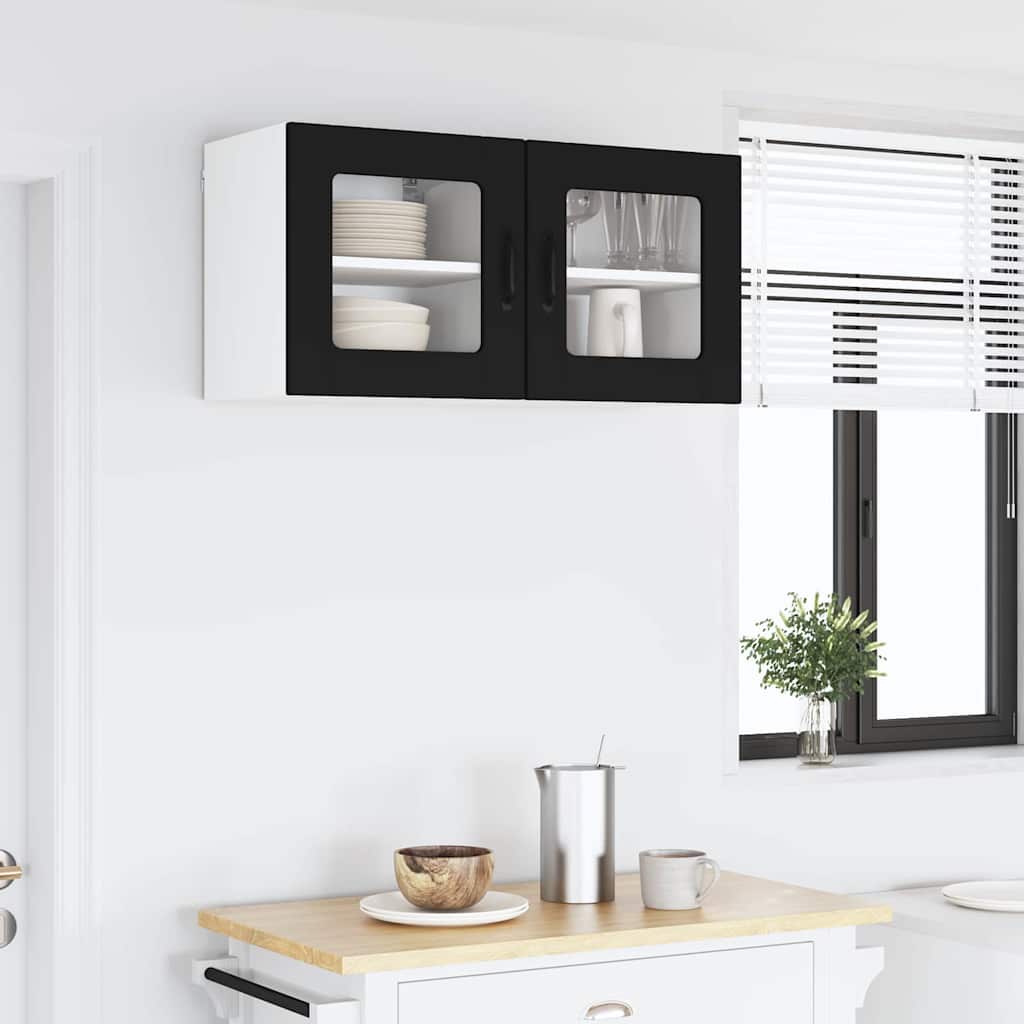 Vegghylle LUCCA 2 pcs Svart 40 x 31 x 40 cm Konstruert tre