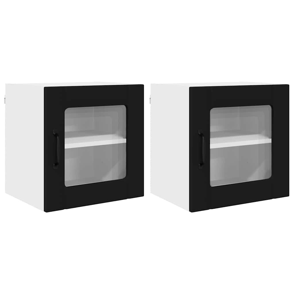 Vegghylle LUCCA 2 pcs Svart 40 x 31 x 40 cm Konstruert tre