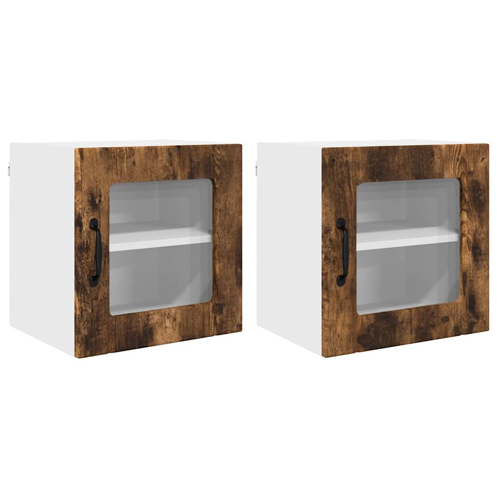 Vegghylle LUCCA 2 pcs Røkt Eik 40 x 31 x 40 cm Konstruert tre