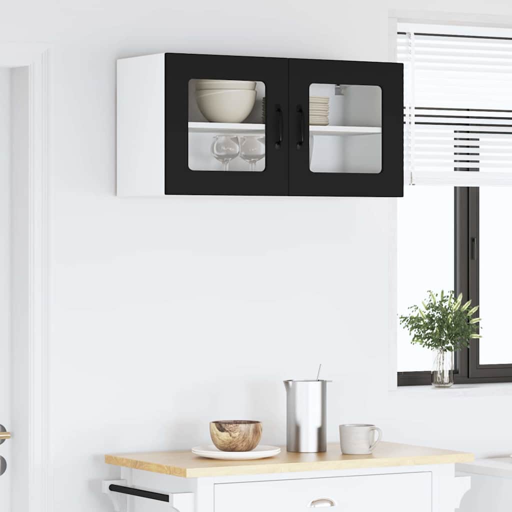 Vegghylle LUCCA Svart 80 x 31 x 40 cm Konstruert tre