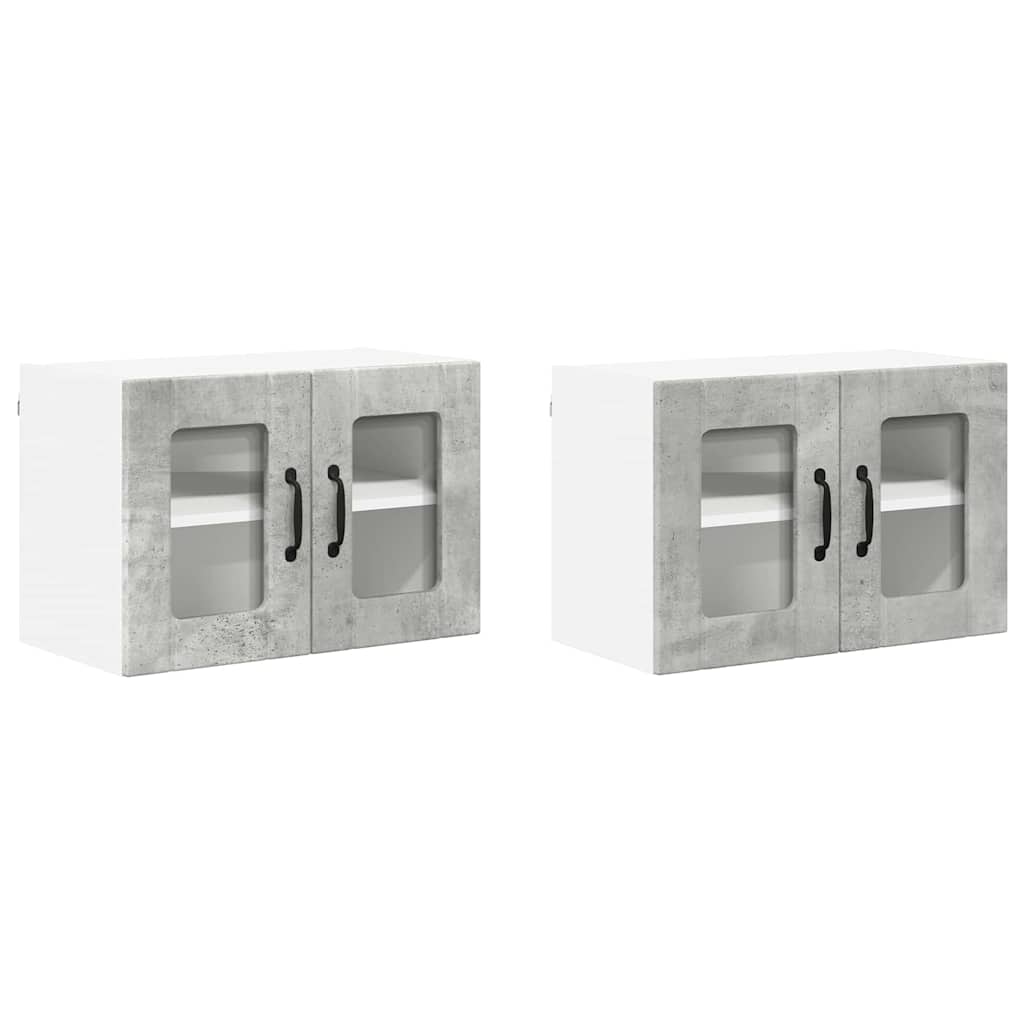 Vegghylle LUCCA 2 pcs Betonggrå 60 x 31 x 40 cm Konstruert tre