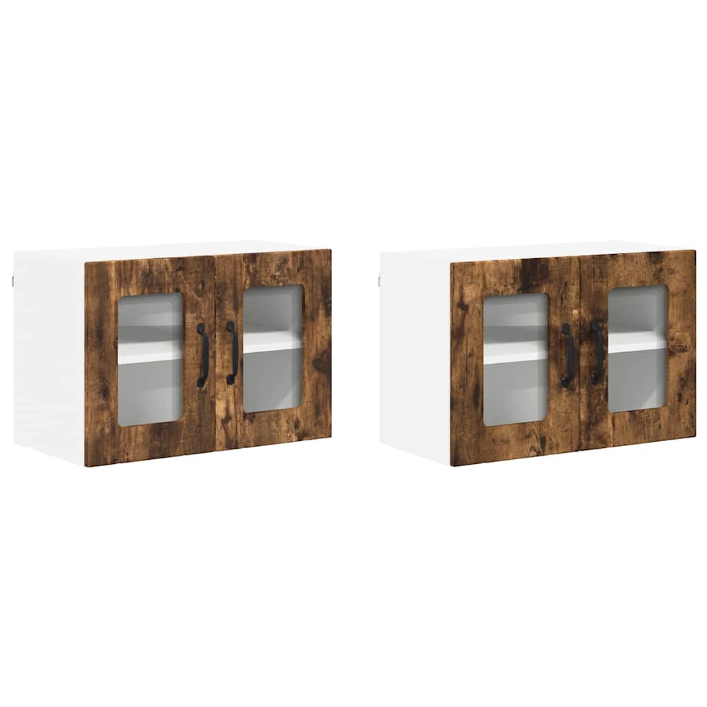 Vegghylle LUCCA 2 pcs Røkt Eik 60 x 31 x 40 cm Konstruert tre