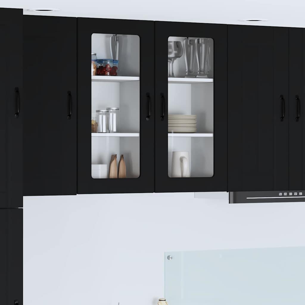 Vegghylle LUCCA 2 pcs Svart 40 x 31 x 80 cm Konstruert tre