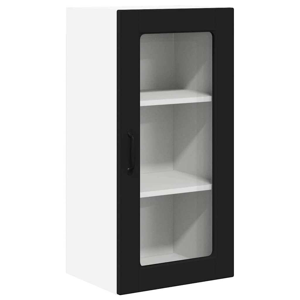 Vegghylle LUCCA 2 pcs Svart 40 x 31 x 80 cm Konstruert tre