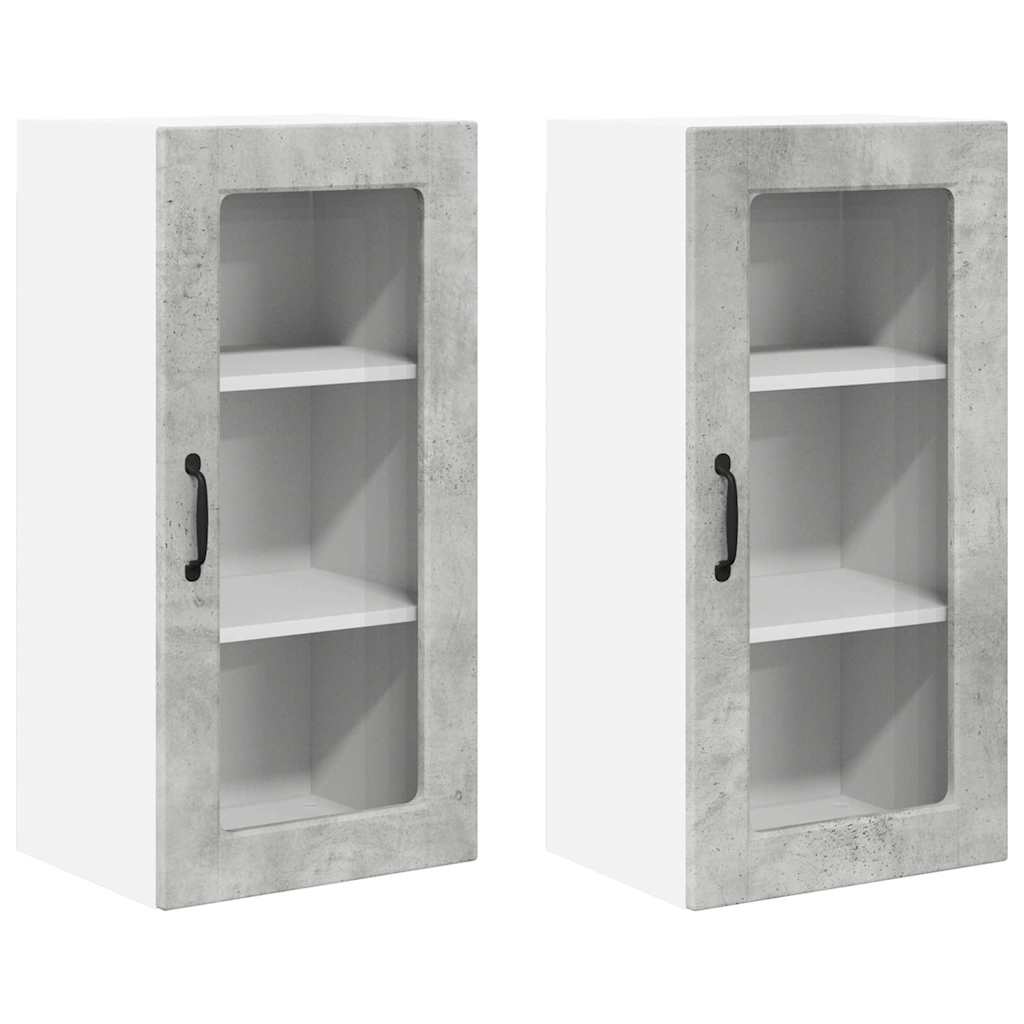 Vegghylle LUCCA 2 pcs Betonggrå 40 x 31 x 80 cm Konstruert tre