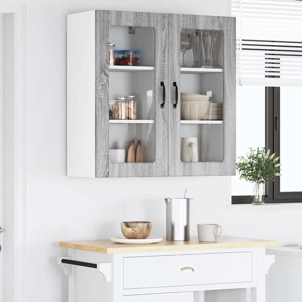Vegghylle LUCCA 2 pcs Grå sonoma 40 x 31 x 80 cm Konstruert tre