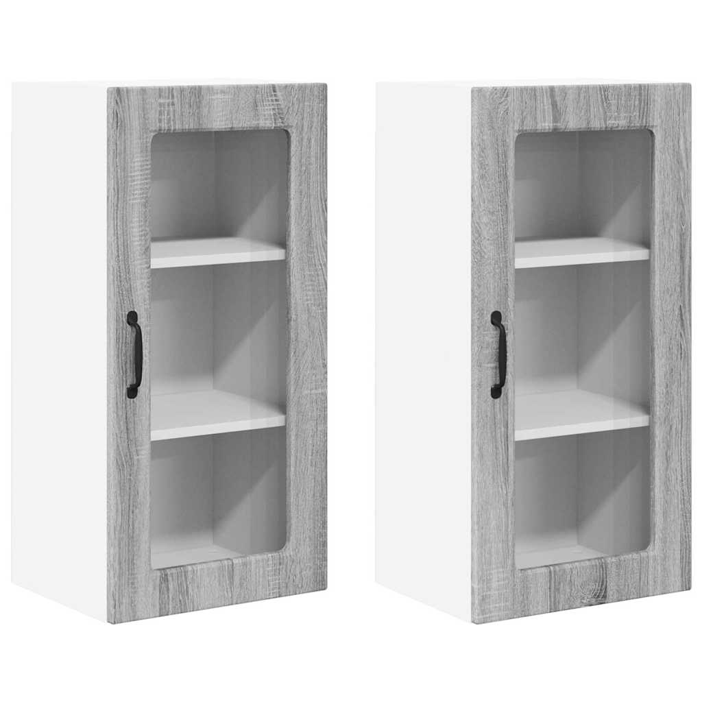 Vegghylle LUCCA 2 pcs Grå sonoma 40 x 31 x 80 cm Konstruert tre