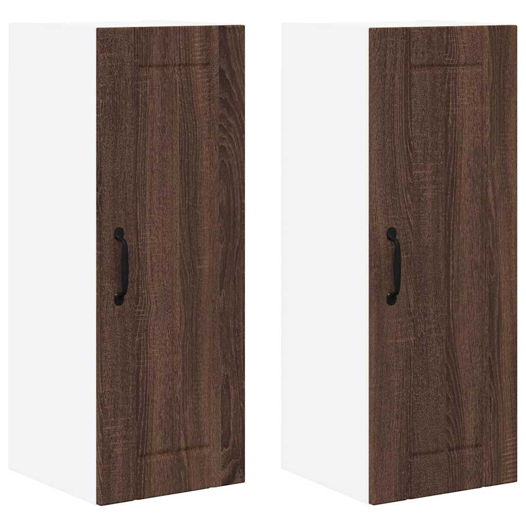 Veggskap LUCCA 2 pcs Brun eik 30 x 31 x 80 cm Konstruert tre
