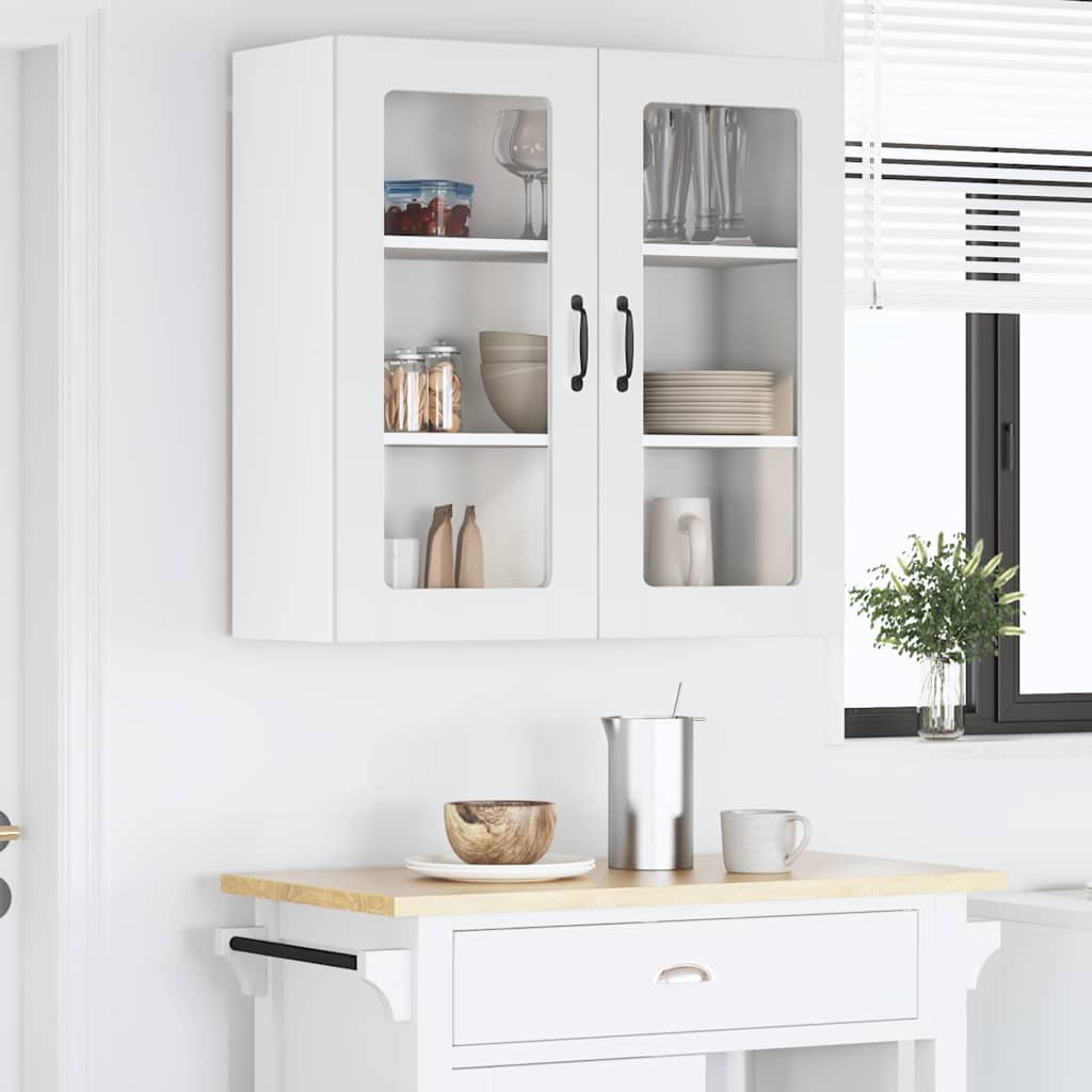 Vegghylle LUCCA Høgglans hvit 80 x 31 x 80 cm Konstruert tre