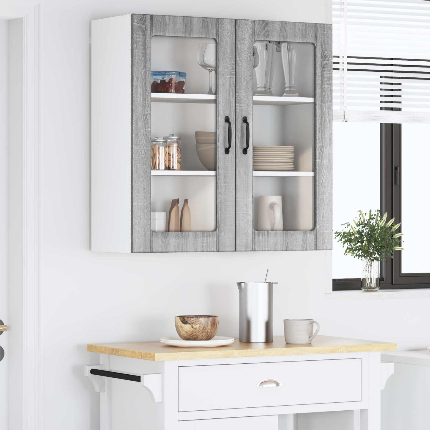 Vegghylle LUCCA Grå sonoma 80 x 31 x 80 cm Konstruert tre