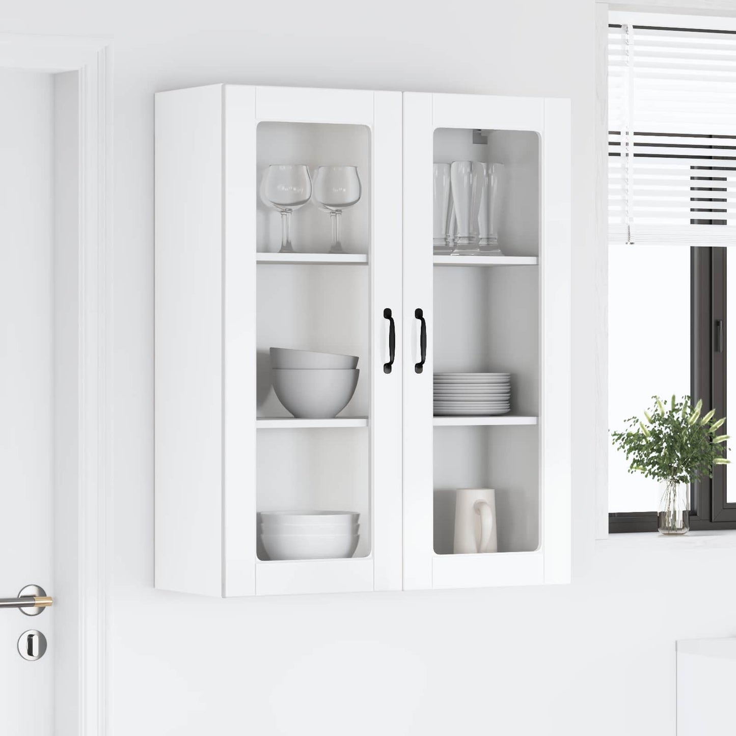 Vegghylle LUCCA Høgglans hvit 80 x 31 x 100 cm Konstruert tre